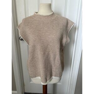 Entro Women's Beige Sleeveless Sweater Vest - Large